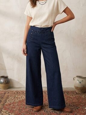 Vintage Lauren Ralph Lauren sailor  Wide Leg Jeans in Dark Indigo